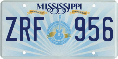 MS license plate ZRF956