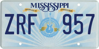 MS license plate ZRF957