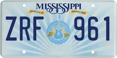 MS license plate ZRF961