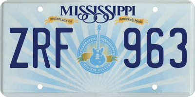 MS license plate ZRF963