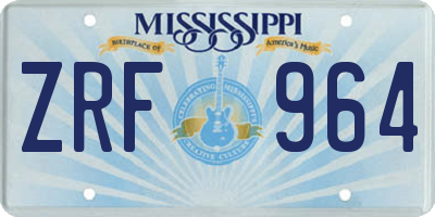 MS license plate ZRF964