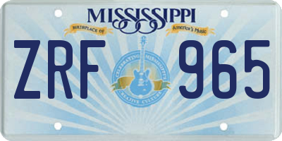 MS license plate ZRF965