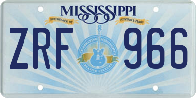 MS license plate ZRF966