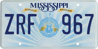 MS license plate ZRF967