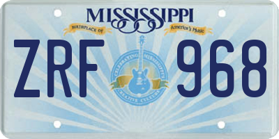 MS license plate ZRF968