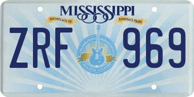 MS license plate ZRF969