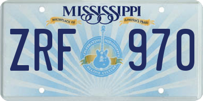 MS license plate ZRF970