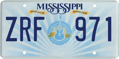MS license plate ZRF971