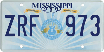 MS license plate ZRF973