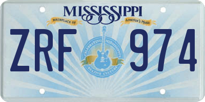 MS license plate ZRF974