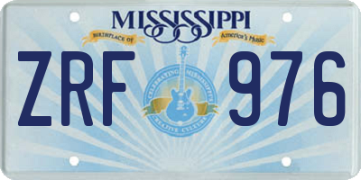 MS license plate ZRF976