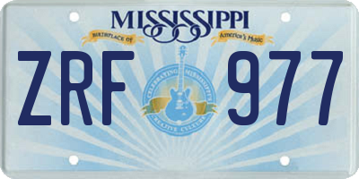 MS license plate ZRF977