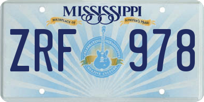 MS license plate ZRF978