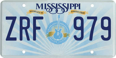 MS license plate ZRF979