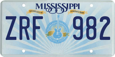 MS license plate ZRF982