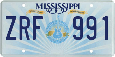 MS license plate ZRF991