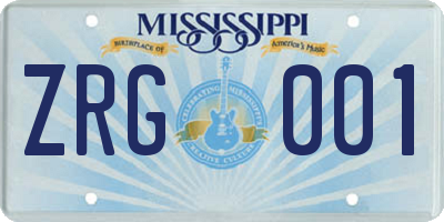 MS license plate ZRG001