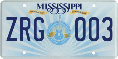 MS license plate ZRG003