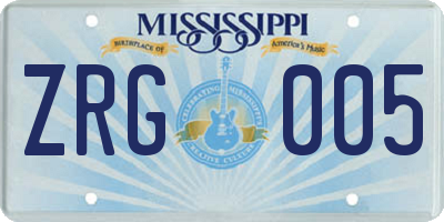 MS license plate ZRG005