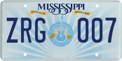 MS license plate ZRG007