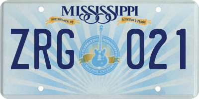 MS license plate ZRG021