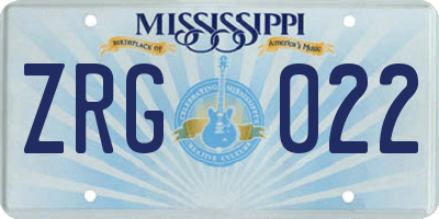 MS license plate ZRG022