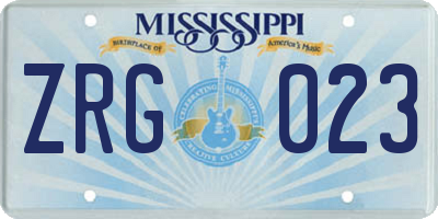 MS license plate ZRG023
