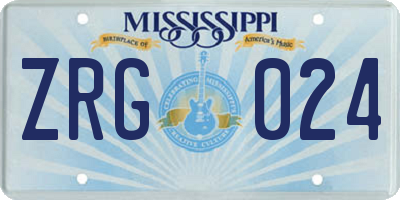 MS license plate ZRG024