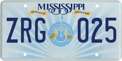 MS license plate ZRG025