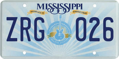 MS license plate ZRG026