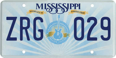 MS license plate ZRG029