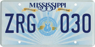 MS license plate ZRG030