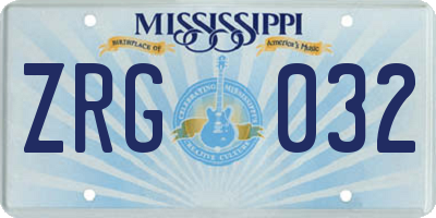 MS license plate ZRG032