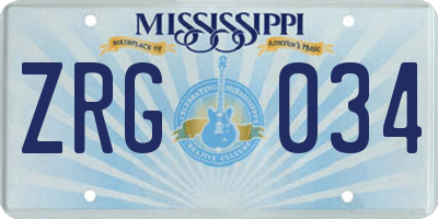 MS license plate ZRG034