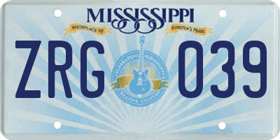 MS license plate ZRG039