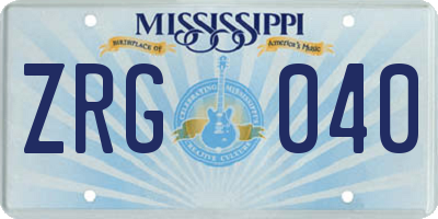 MS license plate ZRG040