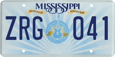MS license plate ZRG041