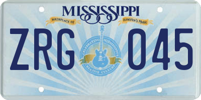 MS license plate ZRG045