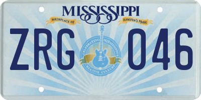 MS license plate ZRG046