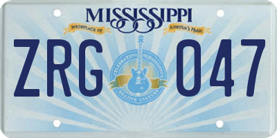 MS license plate ZRG047