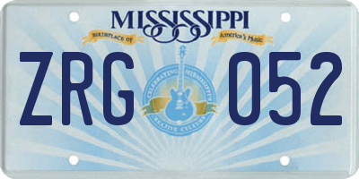MS license plate ZRG052