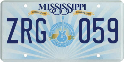 MS license plate ZRG059