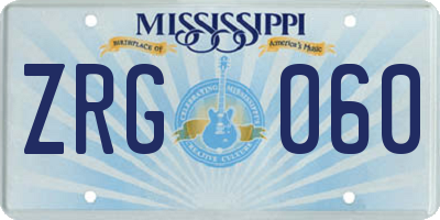 MS license plate ZRG060