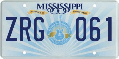 MS license plate ZRG061