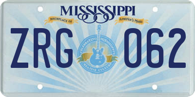 MS license plate ZRG062