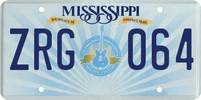 MS license plate ZRG064