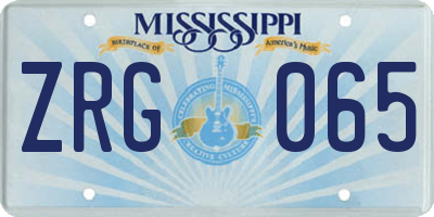 MS license plate ZRG065