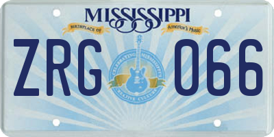 MS license plate ZRG066