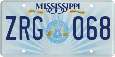 MS license plate ZRG068