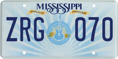 MS license plate ZRG070